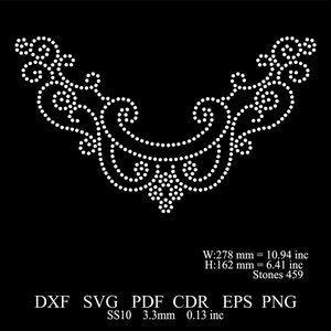 Rhinestone Collar Template Rhinestone Necklace Template Rhinestone ss10 Necklane SVG Template Neckline Rhinestone Dxf Svg Eps Png Collar V21