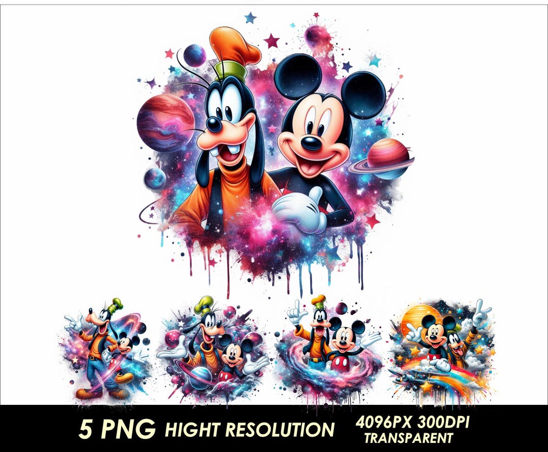 5 Png Mickey and Goofy Png Bundle Pack High Quality Sublimation