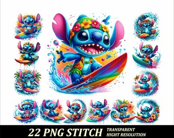 22 PNG stitch Surf Bundle Design Png Sublimation Transparent Png Stitch Surfboard Clipart Stitch Png Design High Resolution Tshirt design