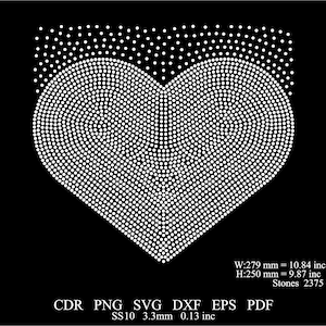 Rhinestone Heart Template Rhinestone SS10 Heart Template Rhinestone Heart valentine's day Svg Png Template Rhinestone Heart scattered Design