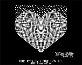 Rhinestone Heart Template Rhinestone SS10 Heart Template Rhinestone Heart valentine's day Svg Png Template Rhinestone Heart scattered Design