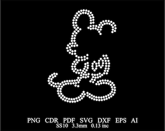 Rhinestone Mouse Template Rhinestone SS10 Mickey Design Rhinestone Mickey Svg Dxf Ai Png Eps Template Rhinestone Mickey Digital File