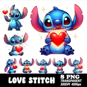 8 PNG Stitch Love Design Stitch Valentin&#39;s Day Clipart Stitch Design Png High Resolution Transparent Png Stitch Heart Stitch love design