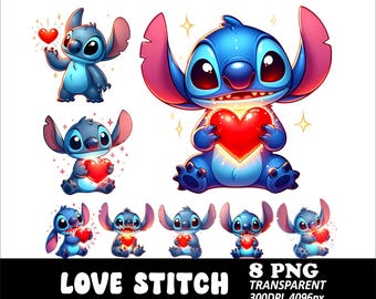 Stich-Herz PNG-Clipart-Design Stich-T-Shirt Design Png hoher Auflösung Transparent Sublimation