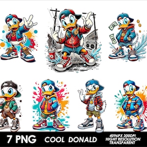 7 PNG ドナルド PNG クリップアート バンドル 高品質昇華印刷 ドナルド ストリート スタイル T シャツ PNG デザイン ドナルド PNG アヒル クリップアート アヒル デザイン