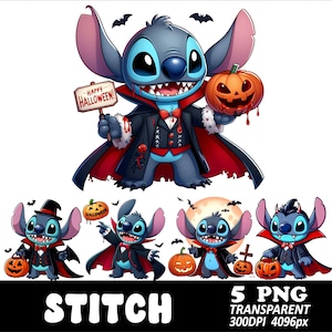 5 PNG Stitch Halloween Design High Resolution Transparent Stitch png Halloween Stitch Clipart Png Design Halloween Pumpkin Vampire Stitch
