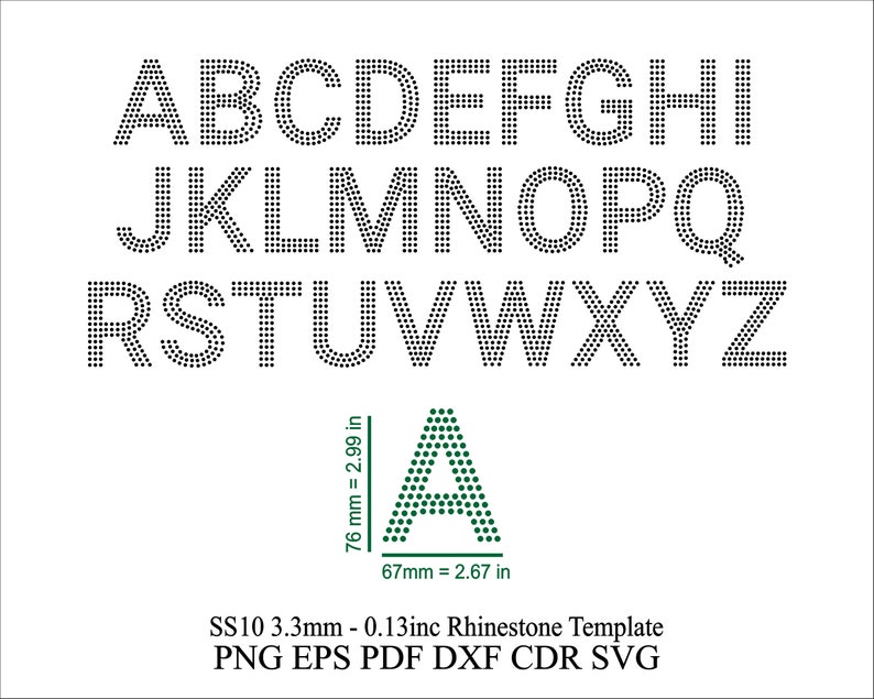 Rhinestone Alphabet Template Svg Rhinestone Font Template Png Dxf SS10