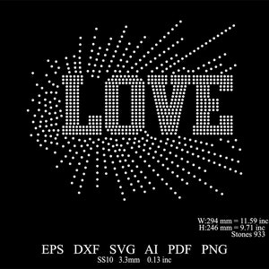 Rhinestone Love Template Rhinestone Love Design Template Rhinestone Valentine's day Love Design Ai Svg Png Eps Rhinestone ss10 Love Pattern
