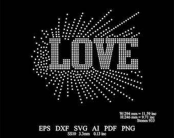 Rhinestone Love Template Rhinestone Love Design Template Rhinestone Valentine's day Love Design Svg Png Rhinestone ss10 Love Pattern