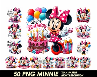Bundle 50 PNG Birthday Minnie Design Png Transparent Png Minnie Clipart Png Party Minnie Design Png High Resolution Minnie Birthday Design