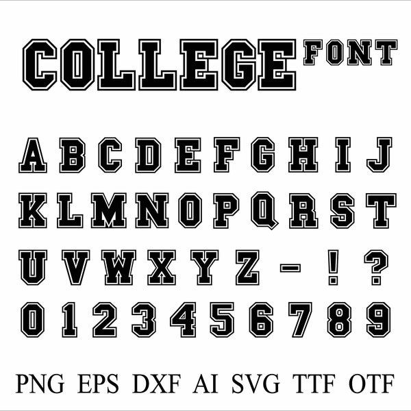 College Font svg College Alphabet Font Letters Svg png College Font College Script College Alphabet Varsity Letters svg