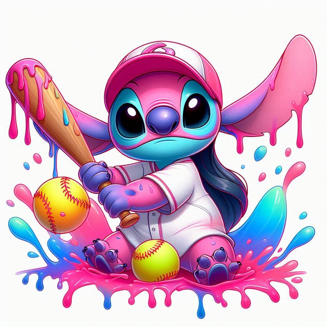 Softball 5 PNG Stitch Softball Mädchen Bundle-Design Rosa Png Stitch ...