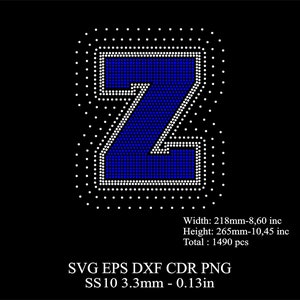 Rhinestone Letters Template SS10 Rhinestone Big Z Letters Template Rhinestone Huge Z Letters Desing Dxf Svg Png Rhinestone College Fonts