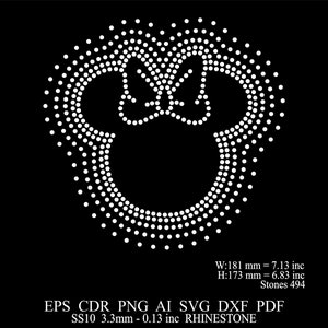 Rhinestone Mouse Face Template Rhinestone SS10 Mouse Template Rhinestone Mouse Svg Eps Png Dxf Files Rhinestone Mickey Minnie Design