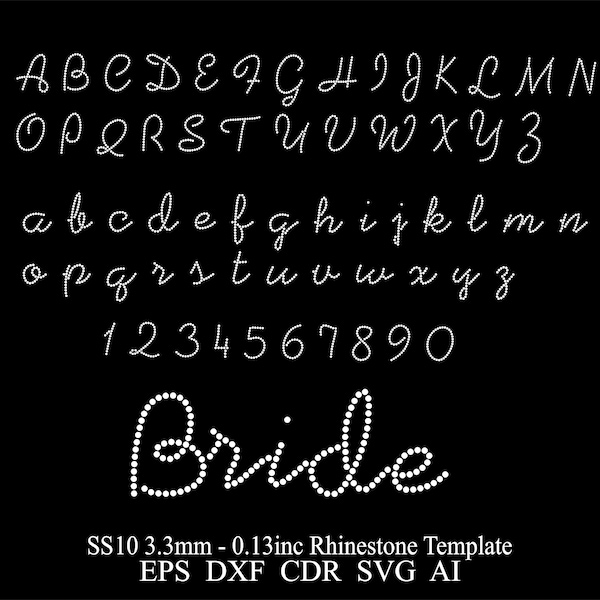 Rhinestone Font Template Rhinestone Font SS10 Rhinestone Alphabet Bride Design Rhinestone Font Pattern Rhinestone Letters Template