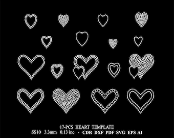 Rhinestone Heart Template Rhinestone SS10 17 Piece Heart Design Rhinestone Heart Template Rhinestone Heart Svg Dxf Eps Ai Template