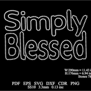 Rhinestone Blessed Template Rhinestone Blessed Design Svg Png Rhinestone Simply Blessed Template SS10 Rhinestone Religious Design