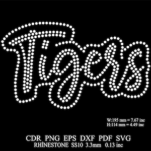 Rhinestone Tigers 7inch Template Rhinestone Football Baseball Design Tigers SS10 Rhinestone Design Svg Png Tigers Rhinestone Pattern