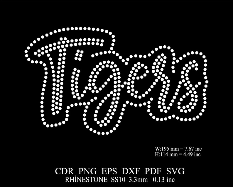 Tigers Rhinestone Design Rhinestone Tigers 7inch Template Rhinestone Football Baseball Design ...