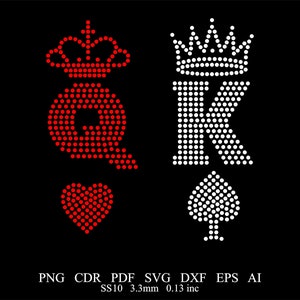 Rhinestone King and Queen Crown card game Template SVG Rhinestone King and Queen Design Svg Dxf Png Rhinestone King and Queen Template