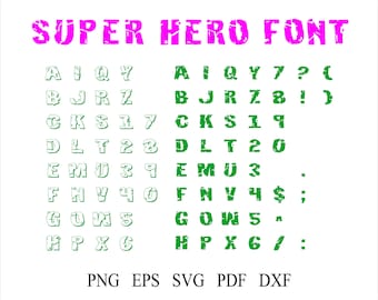 Super Hero Font Svg Hero Letters Svg Hero Font T-shirt Svg Png Dxf Hero Numbers And Font Svg Cartoon Alphabet Svg