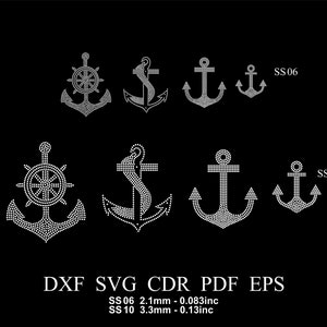 Rhinestone Anchor Template Rhinestone Anchor Design Svg Eps Dxf Rhinestone SS06 Anchor Template Rhinestone Ship anchor Pattern SVG