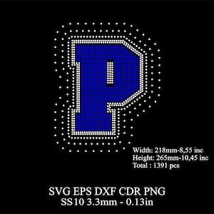 Rhinestone Letters Template SS10 Rhinestone Big P Letters Template Rhinestone Huge P Letters Desing SVG Dxf Png Rhinestone College Fonts