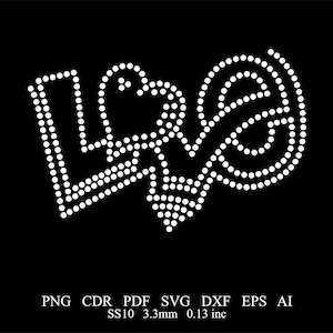 Rhinestone Love Template Rhinestone Love Design Rhinestone Valentine's day Love Design Svg Png Rhinestone Love Heart Template SS10