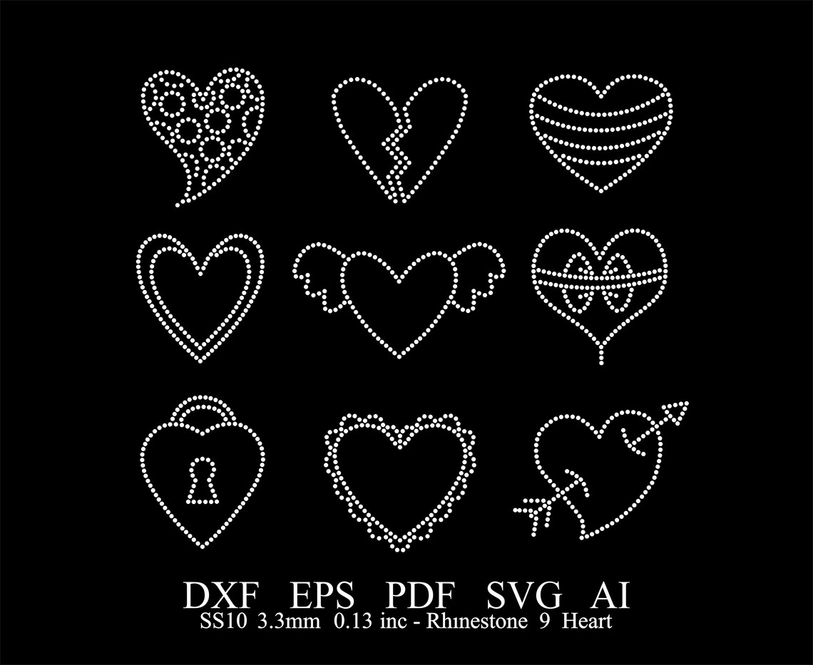 Rhinestone Heart Template Rhinestone Heart Design Rhinestone Heart Ss10 ...