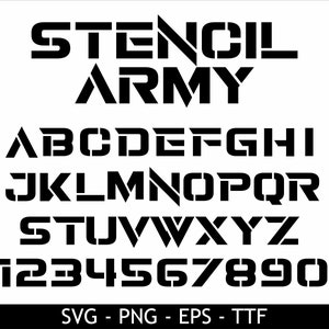 Stencil Font svg Army font Stencil Font Stencil Letters Svg Png Navy Font Stencil Alphabet Revamped Army Font Military Font Svg Ttf