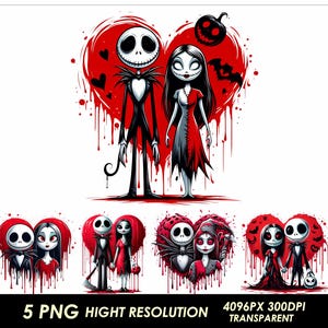 5 PNG Jack And Sally Heart Design Heart Png Jack and Sally Png Design High Resolution Transparent PNG File Instant Download