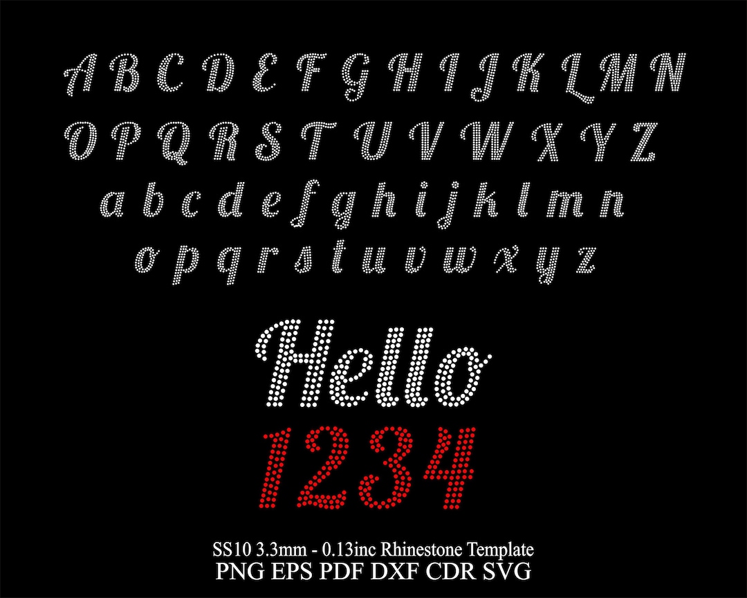Rhinestone Font Rhinestone Alphabet Design Svg Template SS10 Rhinestone ...