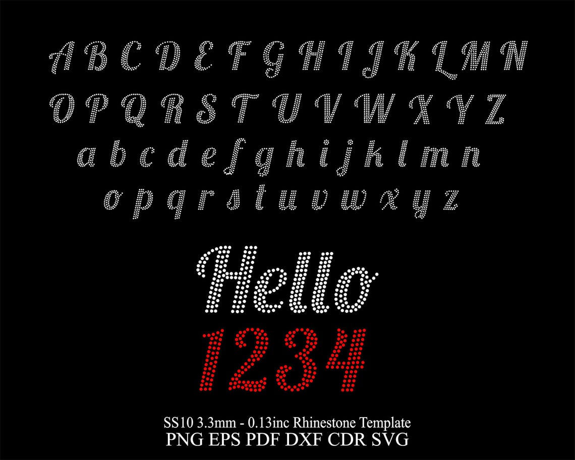 Rhinestone Font Rhinestone Alphabet Design Svg Template SS10 Rhinestone ...