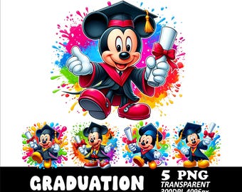 ミッキー＆ミニーマウスの卒業式PNG：漫画クリップアート（デジタル