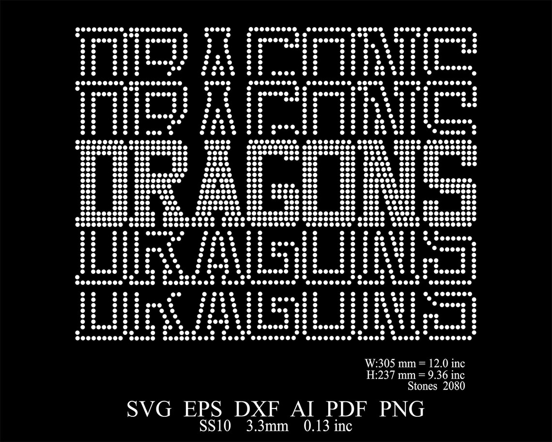 Dragons Rhinestone Template SVG Rhinestone SS10 Dragons Design Etsy