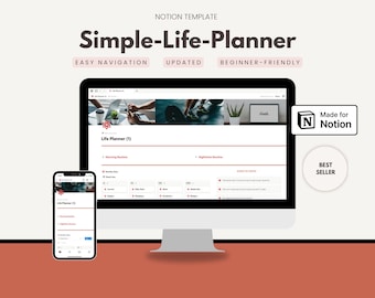 Notion Template Life Planner | All-in-One Dashboard for Routine, Goals, Finance, Fitness & Wellness | Digital Notion Planner