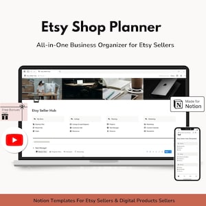 Notion Vorlage für Etsy Shop, Digitaler Planer für Small Business, E-Kommerz-Organizer, Etsy Verkäufer Ziel-Tracker, Online-Shop für etsy shop