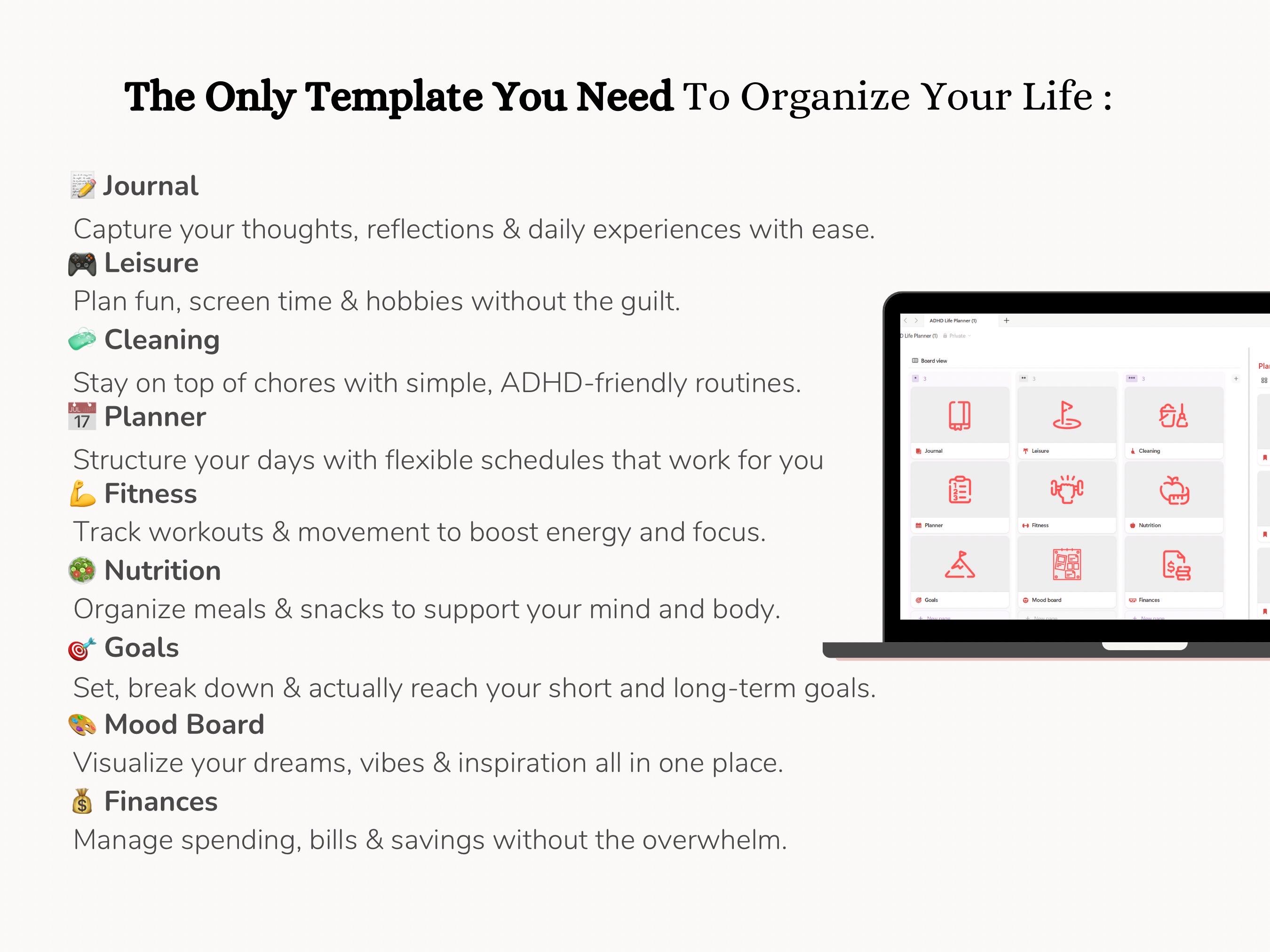 ADHD Notion Template | Digital Life Planner | ADHD Dashboard | Notion ...
