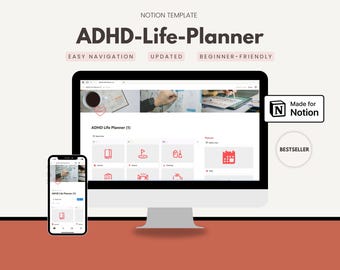Modello Notion per ADHD / Planner di vita digitale / Dashboard ADHD / Planner Notion / Planner finanziario / Planner fitness / Modelli Notion