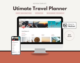 Notion Template Travel Planner  | Vacation and Holiday Organizer | Travel Journal, Itinerary and Packing List | Digital Notion Template