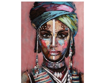 Hand-painted glicée/acrylic painting on canvas “Desert Woman” | Acrylic painting as a gift | Canvas picture for the living room | in different sizes