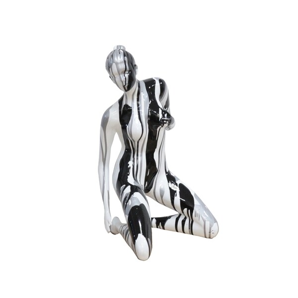 Handgemachte und einzigartige Kunststein Skulptur „Akt in Silber-Schwarz“