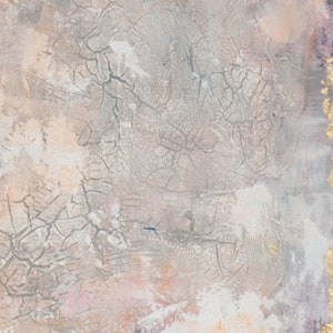 Handgemaltes Glicée/Acrylgemälde auf Leinwand Abstrakt in Rose mit Gold Acrylbild mit Metallfolie & Craquelé-Effekt Leinwandbild groß Bild 6