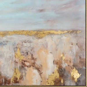 Gerahmtes Glicée/Acrylgemälde auf Leinwand Goldener Horizont Acrylbild als Geschenk Leinwandbild fürs Wohnzimmer Handveredelt Bild 5