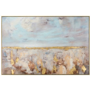 Gerahmtes Glicée/Acrylgemälde auf Leinwand Goldener Horizont Acrylbild als Geschenk Leinwandbild fürs Wohnzimmer Handveredelt Bild 1