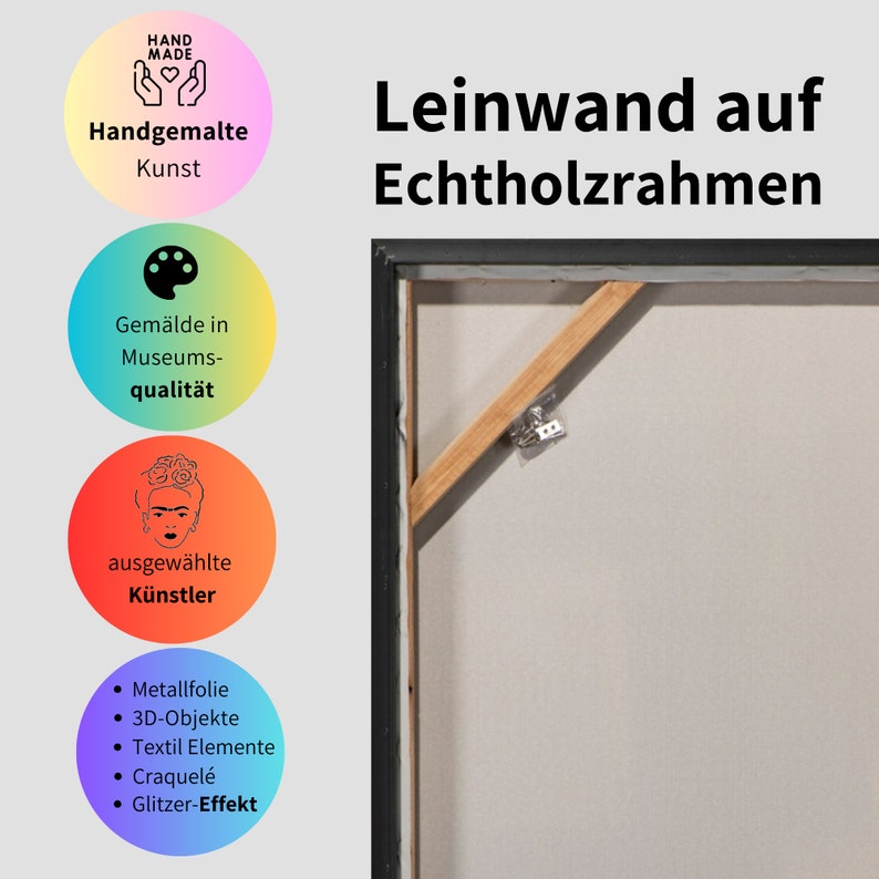 Gerahmtes Glicée/Acrylgemälde auf Leinwand Goldener Horizont Acrylbild als Geschenk Leinwandbild fürs Wohnzimmer Handveredelt Bild 9