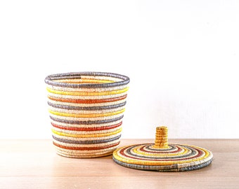 Bwindi | Traditional African Handcrafted Basket with Lid | Uganda | 100% Natural | Home Decor