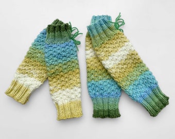 Meerjungfrau Blau / Grün / Gestrickte Arm- / Beinwärmer für Kinder / Erwachsene Größe S