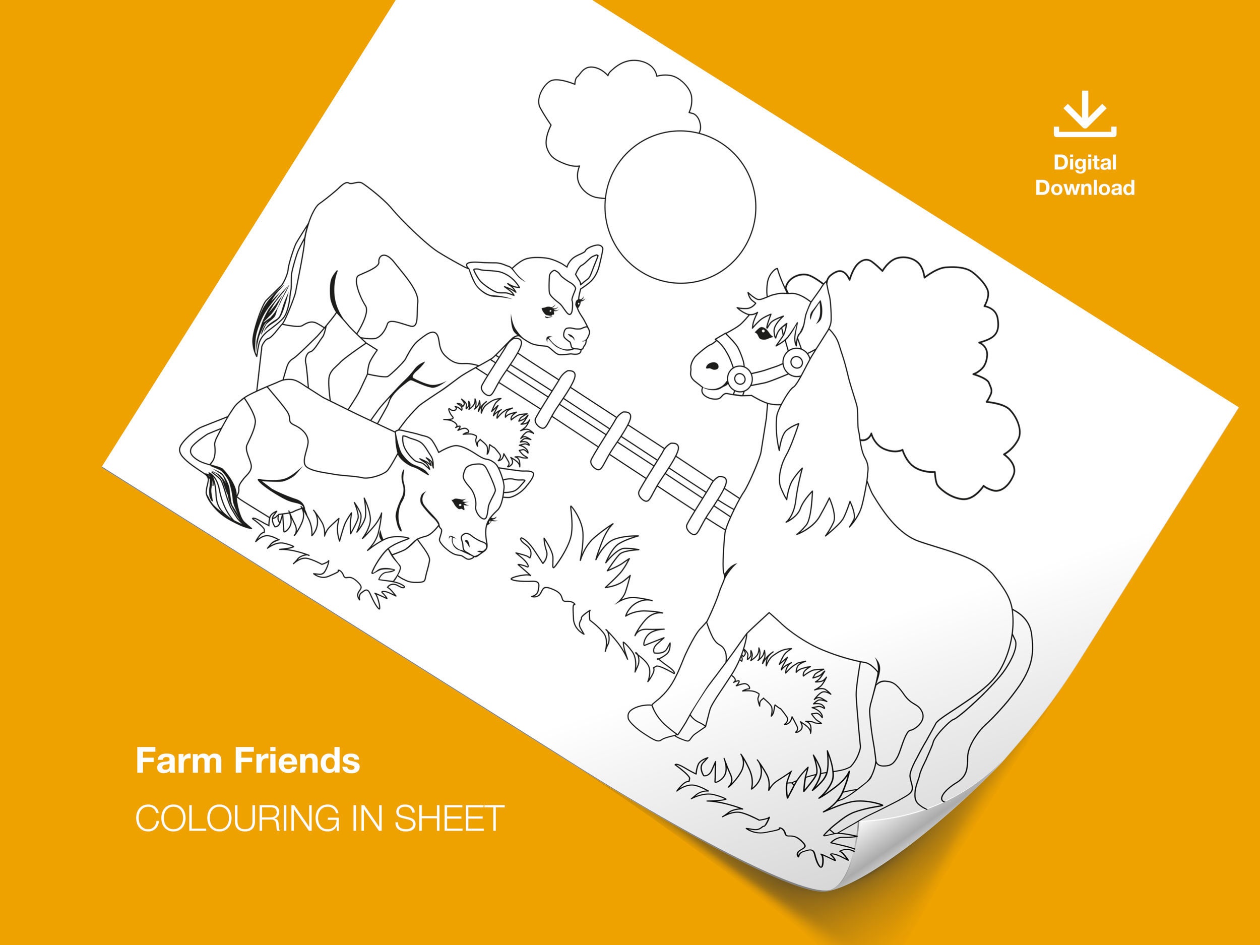 Colouring in Printables Farmyard Friends Etsy