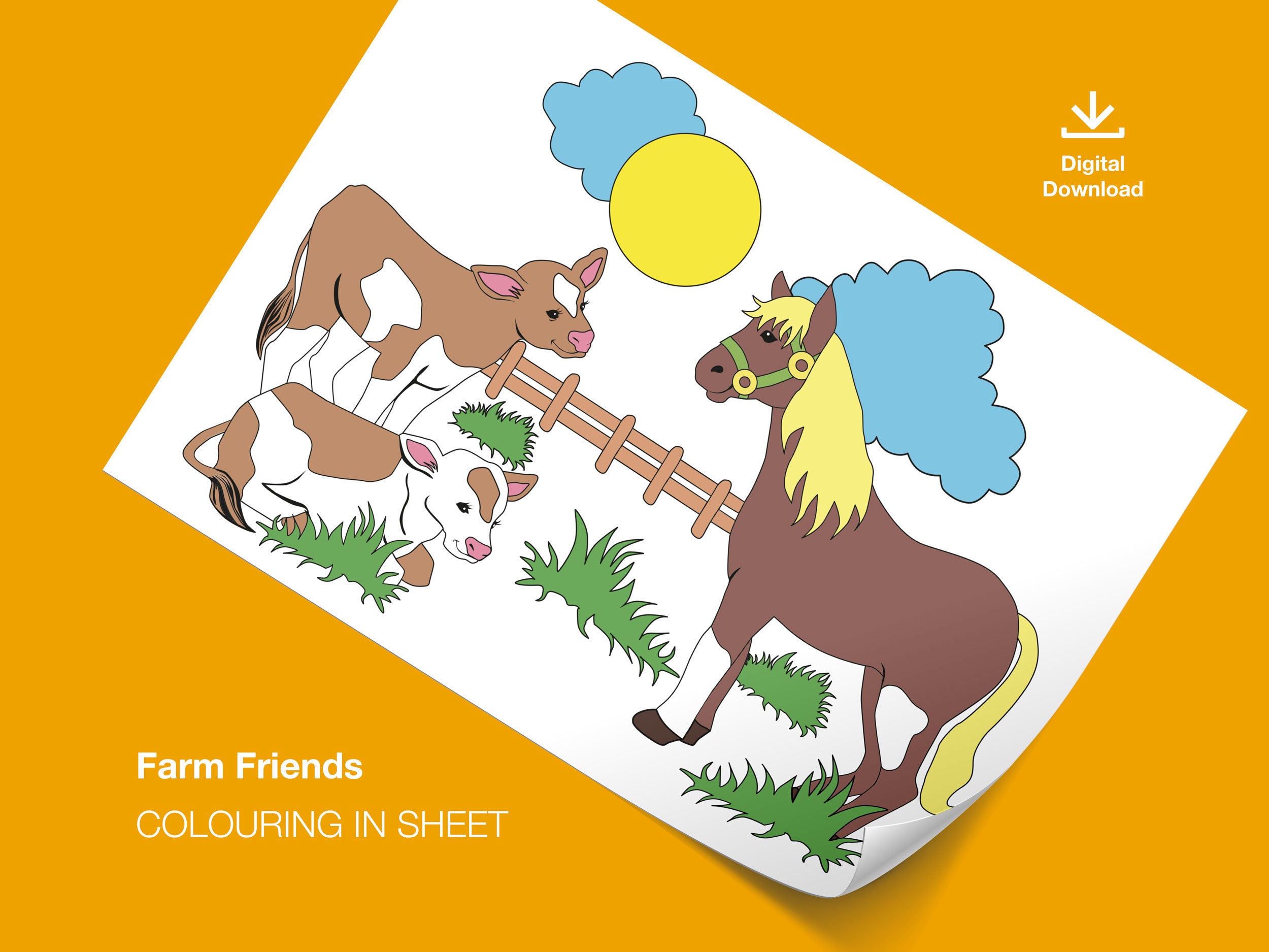Colouring in Printables Farmyard Friends Etsy
